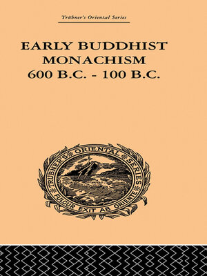 cover image of Early Buddhist Monachism